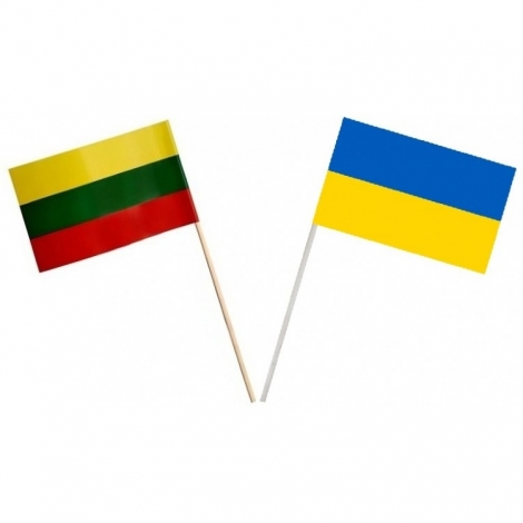 Popierinė vėliavėlė 10×17 cm, dvipusė Ukrainos/Lietuvos