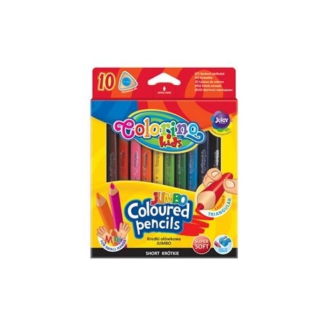 Spalvoti pieštukai, tribriauniai, stori JUMBO COLORINO, 10 spalvų