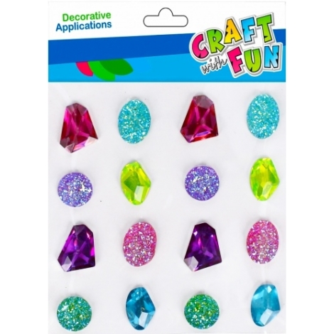Lipnūs dekoratyviniai kristalai CRAFT-FUN įvairių spalvų ir dydžių 16 vnt.