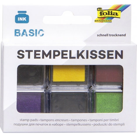 Antspaudų dažų pagalvėlių rinkinys BASIC FOLIA, 6 spalvų