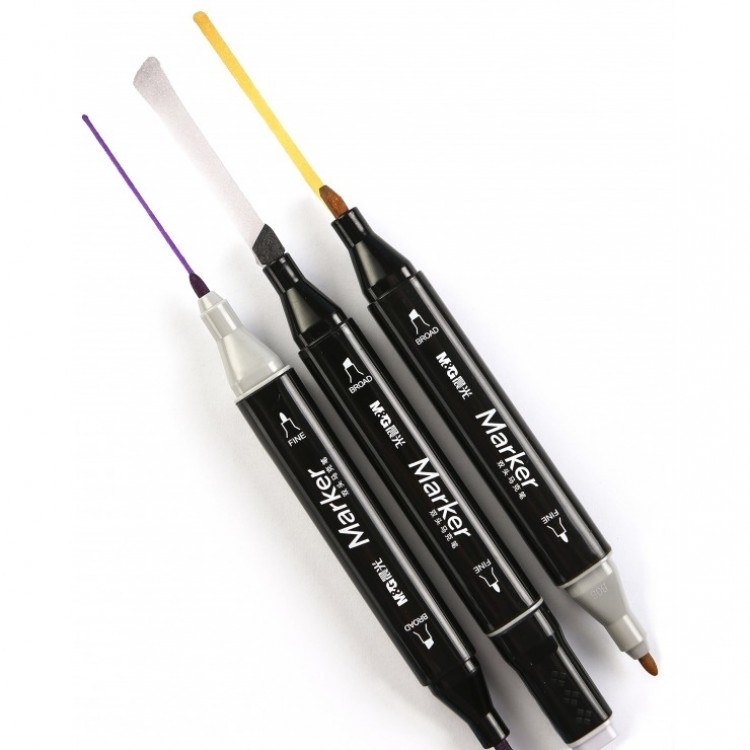 Flomasteriai-markeriai dvipusiai 30sp. dvipusiai 3,2mm-6,2mm