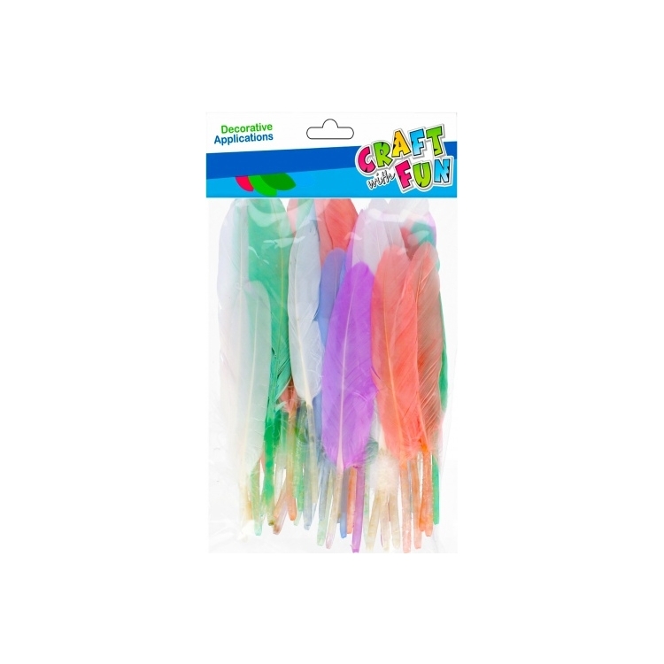Dekorativinės pastelinių spalvų plunksnos 8-12 cm, 50 vnt CRAFT-FUN