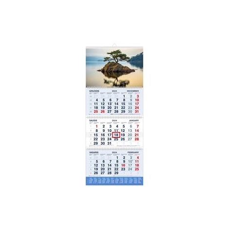 Pakabinamas kalendorius  2016 m., 3 dalių, 30,3 x 74 cm 