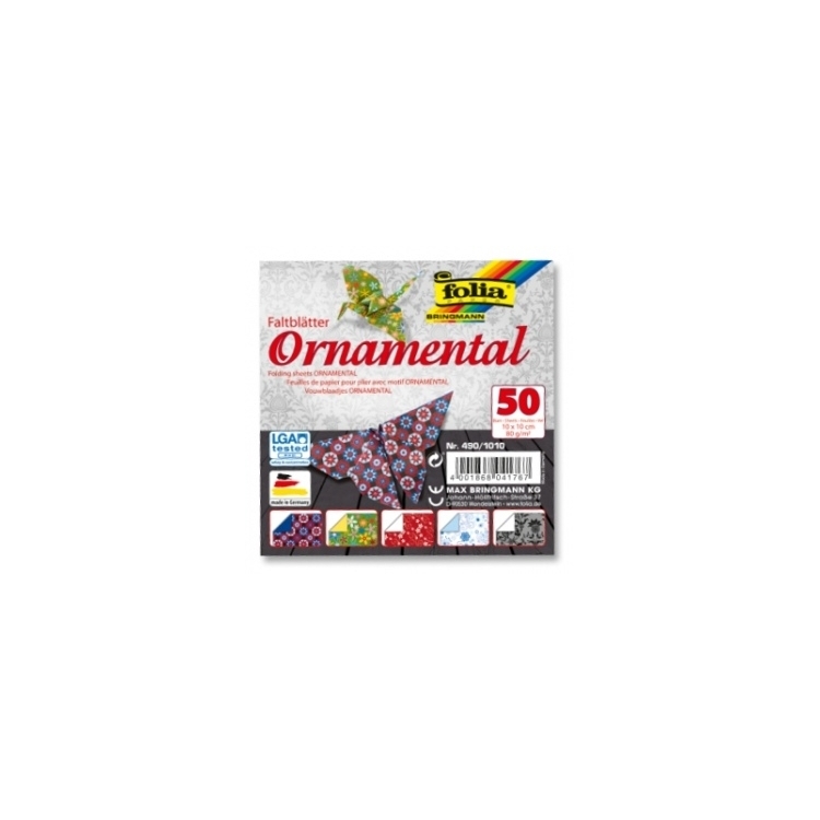  Origami "ORNAMENT" 50 lapų 15*15 FOLIA, įvairūs motyvai  